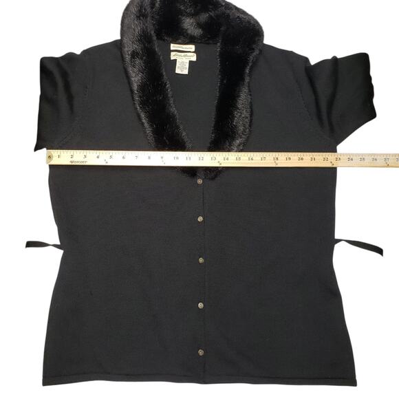 Vintage Eddie Bauer Tall XL Black Merino Wool Sweater Fine Italian Wool 90s Vibe - Picture 7 of 10